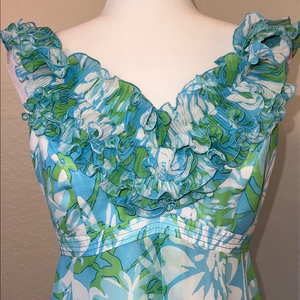 EUC Lilly Pulitzer Chiffon Maxi Ruffle Empire Waist Size 6 - Picture 6 of 16
